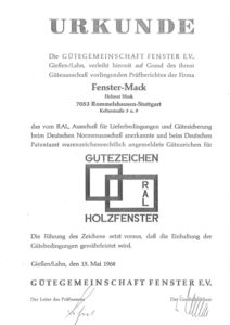 Fenster Mack RAL Gütezeichen